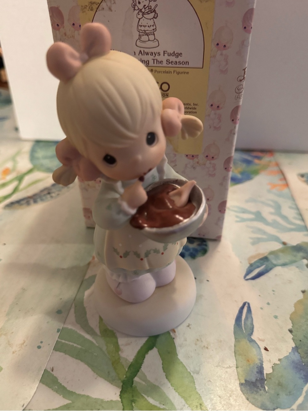 Precious Moments Cream & Pink Porcelain Baker Figurine